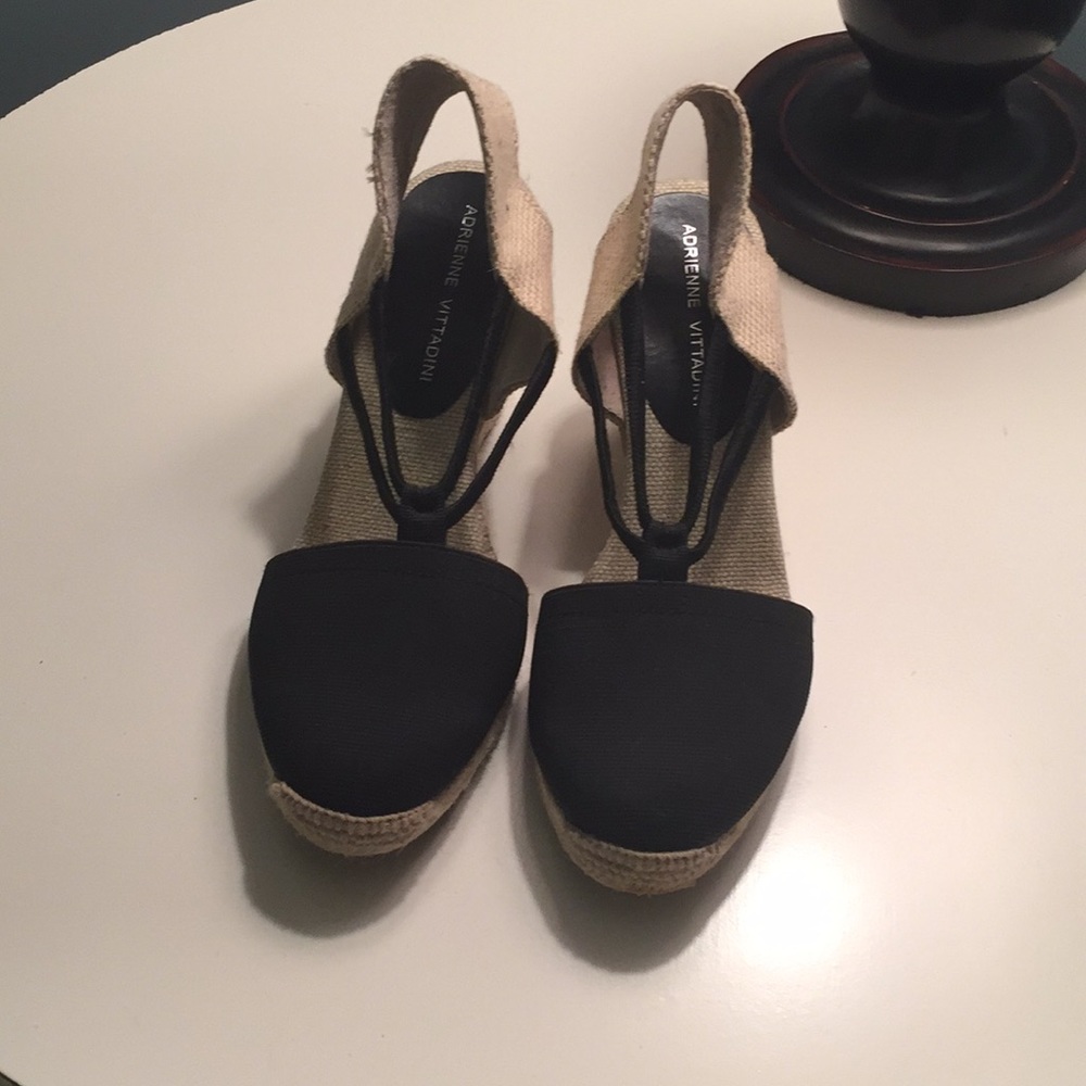 Black and beige heels